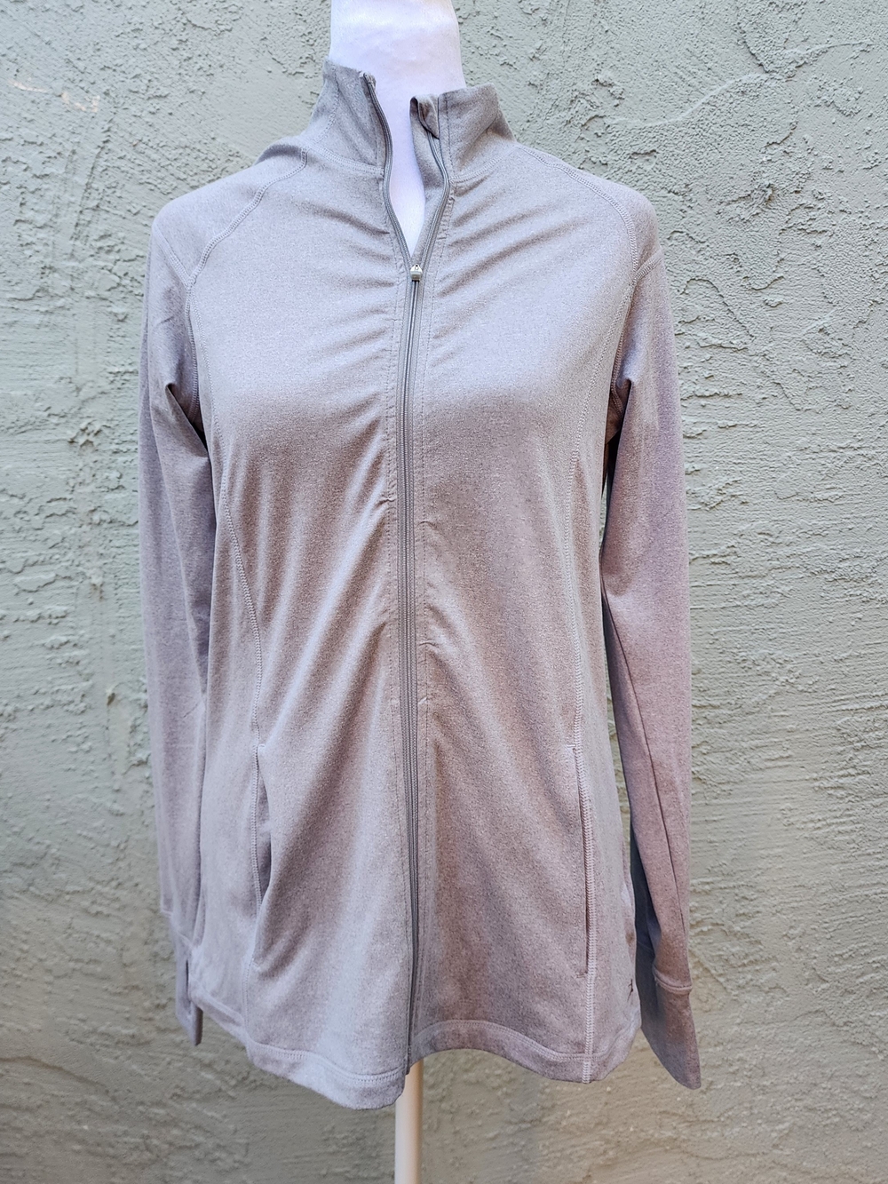 Danskin Heather Gray Full Zip Athletic Performance Jacket Thumbholes S|P|P